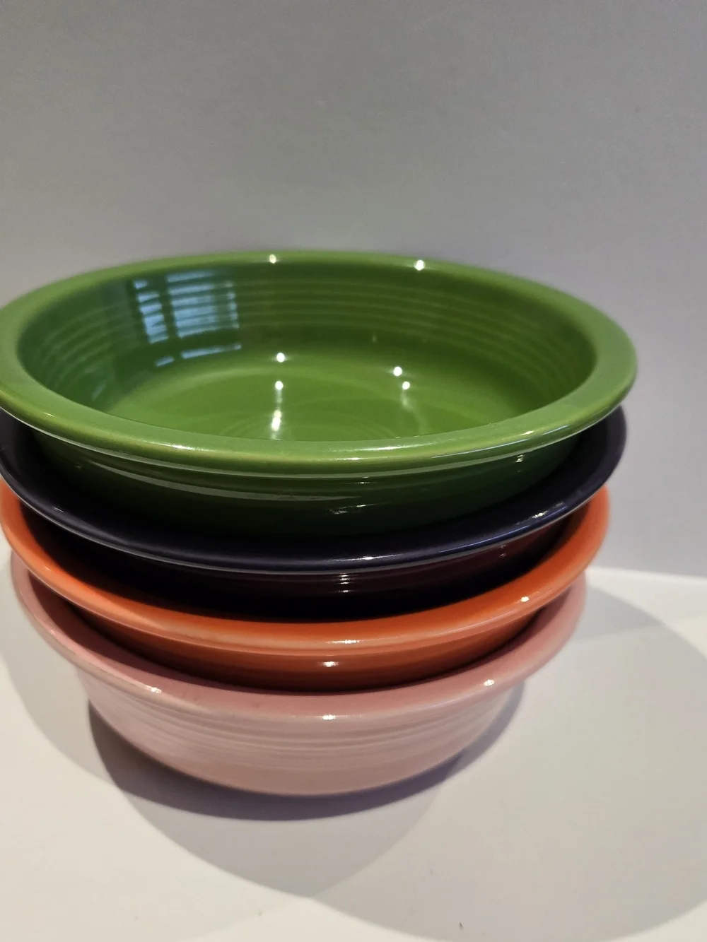 FIESTA Homer Laughlin Coupe Bowls Green Orange Pink Purple Soup 7